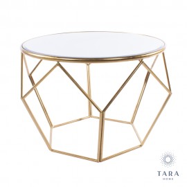 TARA Geometric End Table Mirrored Top GOLD | 401966