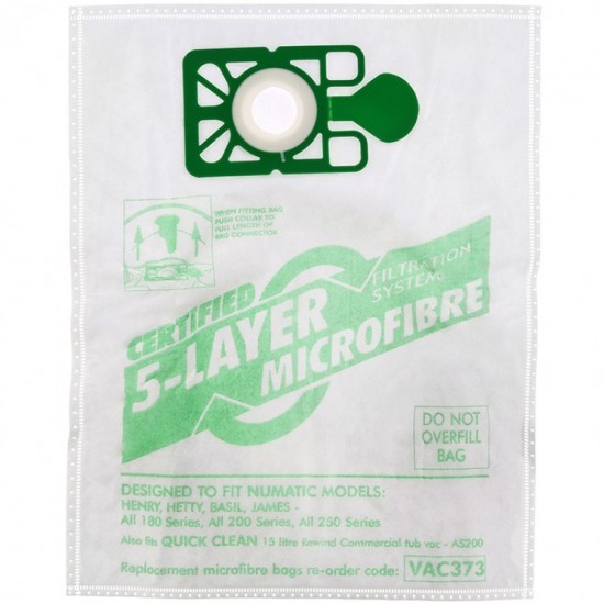 Vacspare VAC373 Microfibre Bags to fit Numatic Henry